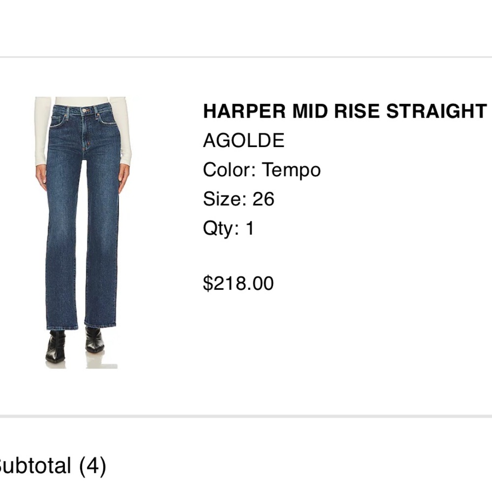 Agolde Harper midrise straight in tempo. Size 26.
